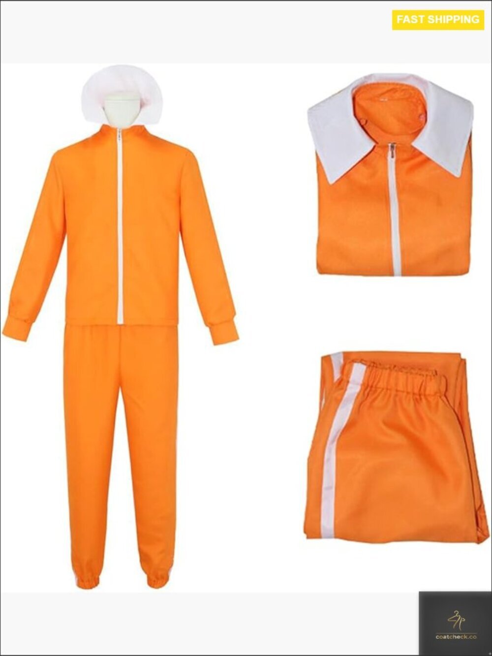 Men's Orange Jumpsuit Costume Zipper Jacket Pants Halloween Cosplay Sport Suit